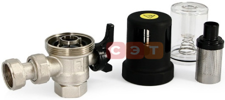 Сепаратор шлама (грязеуловитель) магнитный 3/4" для котла (компактный, прозрачная колба) Китай